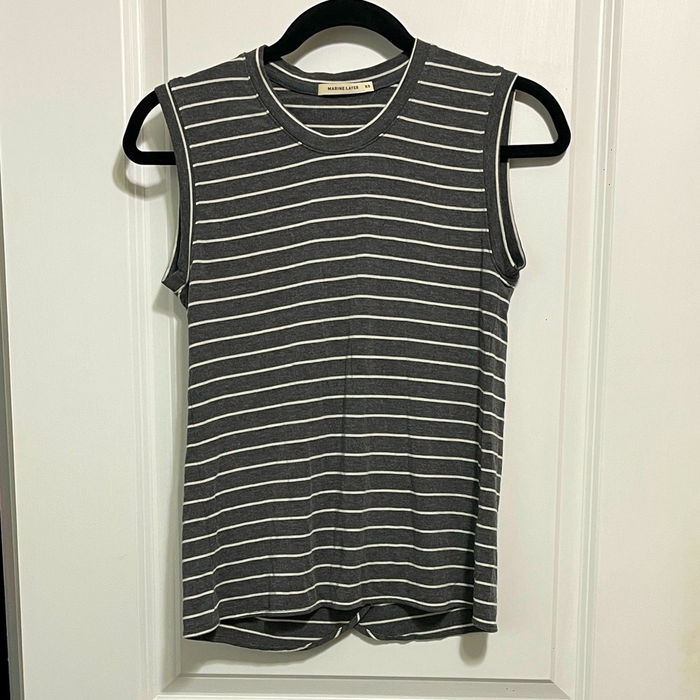 Marine Layer Tulip Back Gray Striped Sleeveless Top XS